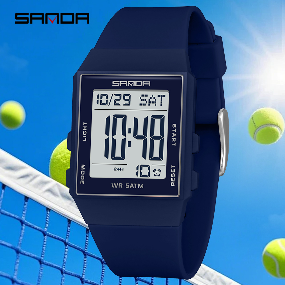 Luxury Watch Shop - SANDA นักเรียนนาฬิกาดิจิตอลแบบลำลองไฟ LED นาฬิกาจับเวลานาฬิกาปลุกแสดงเวลานาฬิกากันกระแทกผู้ชายผู้หญิงนาฬิกา