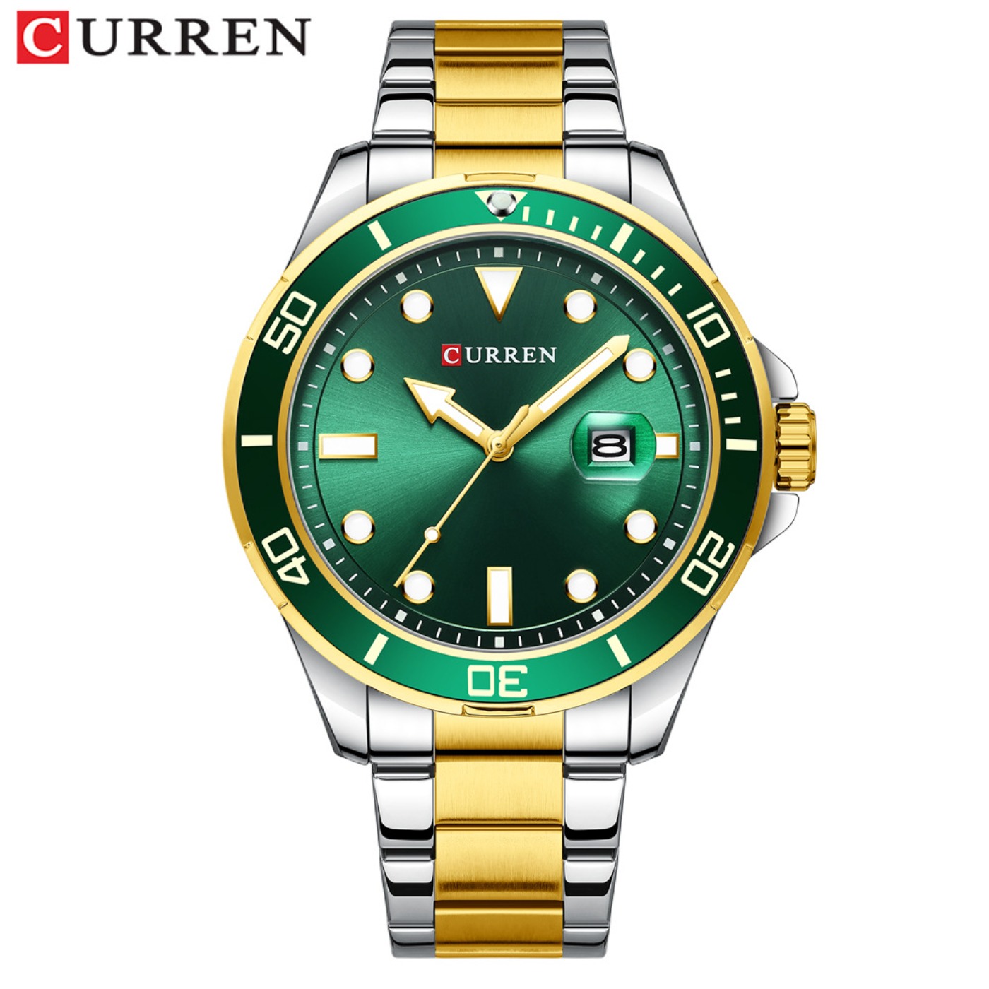 Luxury Watch All Brands - CURREN ซีรีส์น้ำเขียวกรีนวอเตอร์โกสท์ใหม่แบรนด์นาฬิกาหรูระดับไฮเอนด์นาฬิกาอัตโนมัติผู้ชายเหล็กทั้งหมดนาฬิกาควอทซ์กันน้ำของขวัญ
