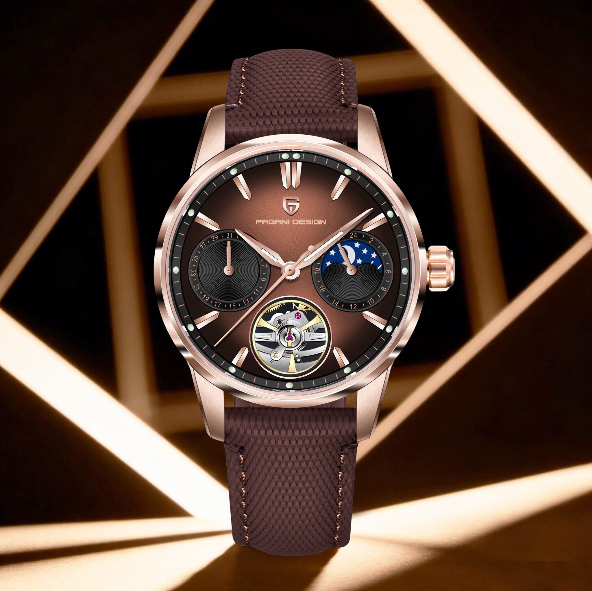 Moonphase Complication Watch - PAGANI DESIGN นาฬิกาข้อมือผู้ชายรุ่นลิมิเต็ดอิดิชั่น ระบบกลไก หน้าปัดแซฟไฟร์ พร้อมฟังก์ชั่นมูนเฟส