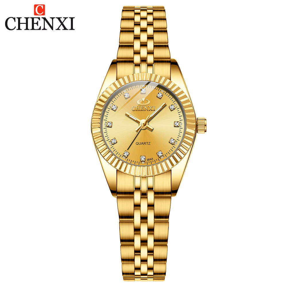 Quiet Luxury Watch - นาฬิกาข้อมือ CHENXI สุดหรูสำหรับผู้หญิง ตัวเรือนสแตนเลสสีทอง หน้าปัดเล็ก ดีไซน์สวยงามทันสมัย