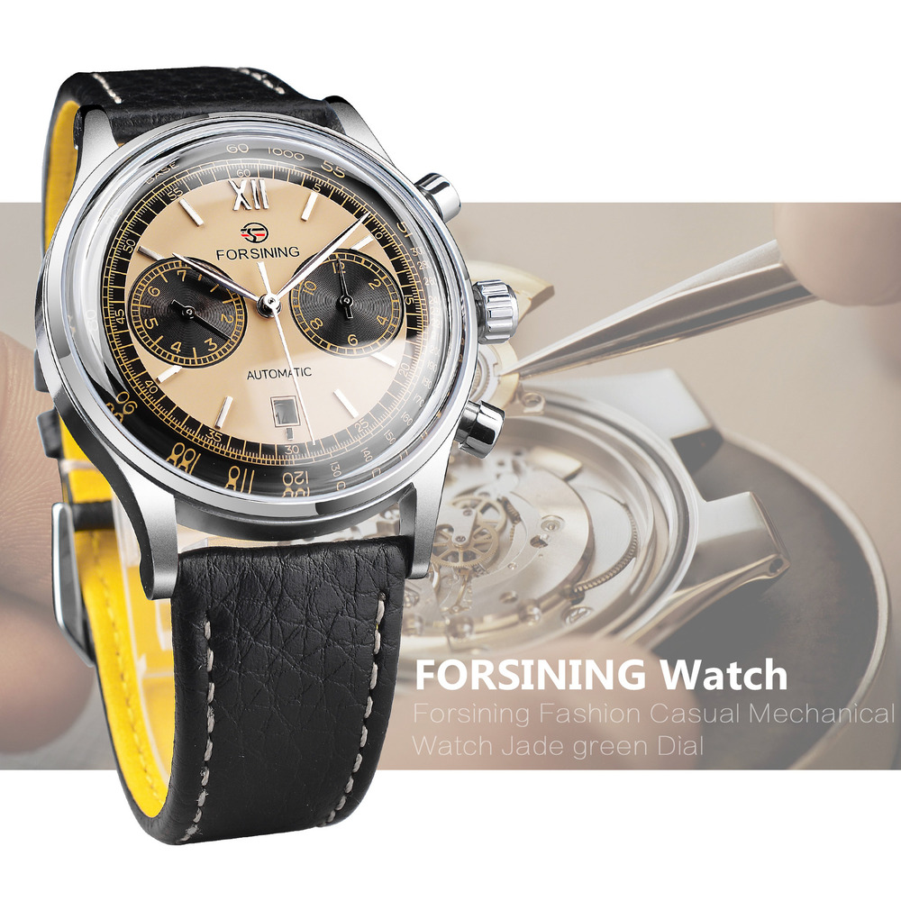 Luxury Watch Grade - Forsining High End นาฬิกาผู้ชายสายหนังกันน้ําปฏิทินสัปดาห์คุณภาพสูงนาฬิกากลไกอัตโนมัติสําหรับชาย
