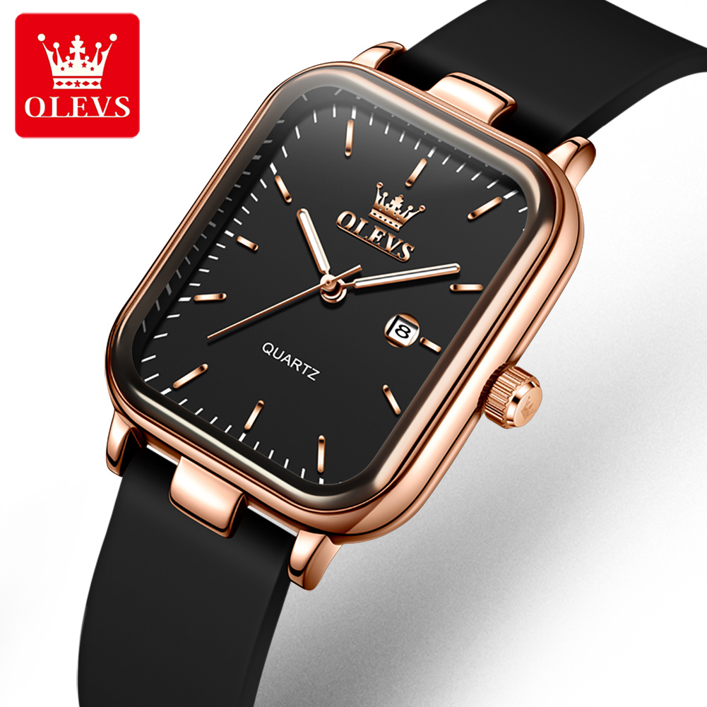 Quiet Luxury Watch - OLEVS นาฬิกาหรูสำหรับผู้หญิงหน้าปัดสี่เหลี่ยมผืนผ้ากันน้ำปฏิทินคุณภาพสูงนาฬิกาผู้หญิงควอตซ์นาฬิกาผู้หญิงสง่างาม