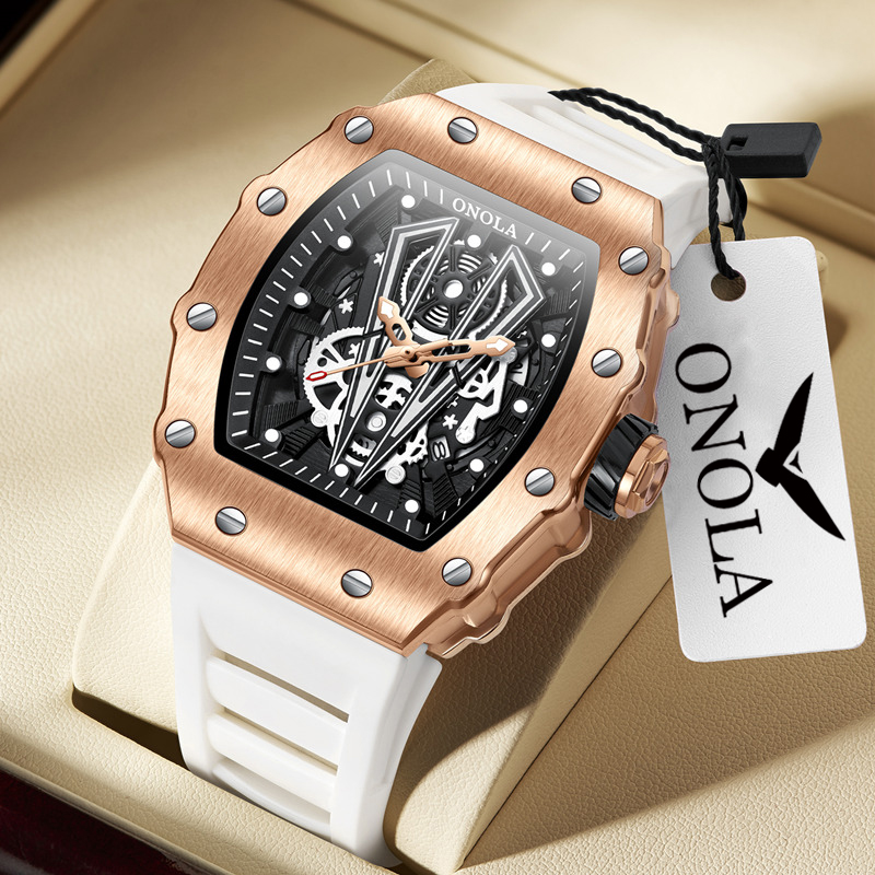 Luxury Watch Magazine - ONOLA 3826 แบรนด์กีฬาหรูหรา Tonneau นาฬิกาผู้ชายนาฬิกาข้อมือกลางแจ้งนาฬิกากันน้ํา Casual