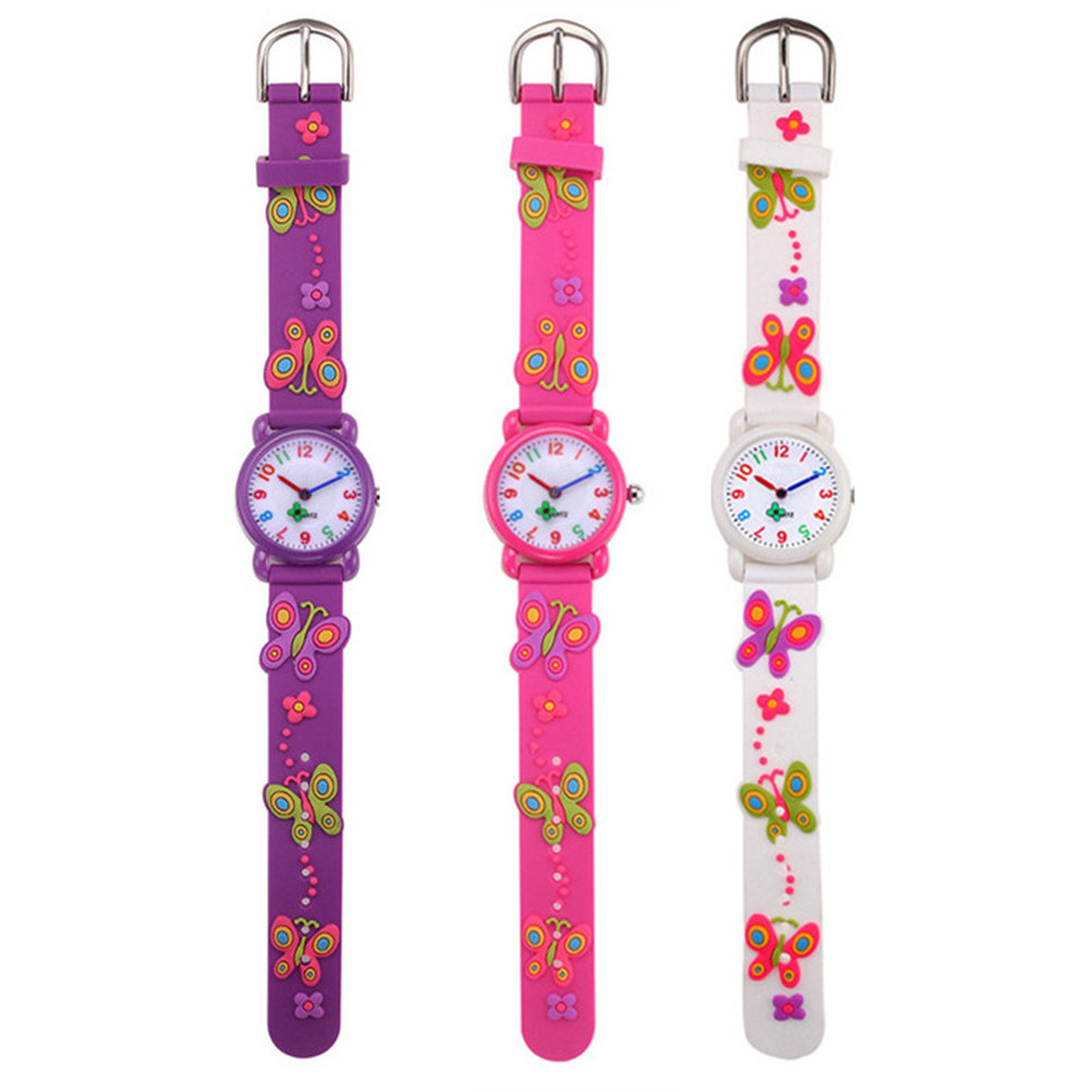 Luxury Watch White - นาฬิกาควอทซ์ซิลิโคนสำหรับเด็กที่มีดีไซน์การ์ตูน 3 มิติ หน้าปัดขนาดใหญ่ อ่านง่าย ปรับได้