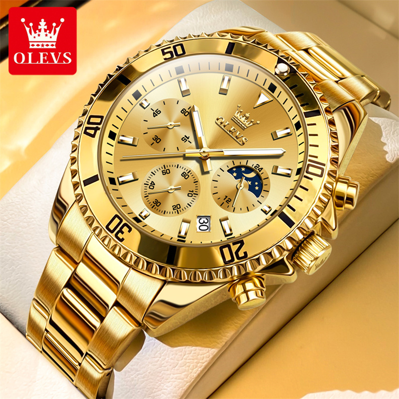 Luxury Watch Magazine - OLEVS นาฬิกาผู้ชายแบรนด์ชั้นนำหรูหรานาฬิกาทหารควอตซ์สีทองกันน้ำวันที่สแตนเลสเรืองแสงนาฬิกาผู้ชาย reloj