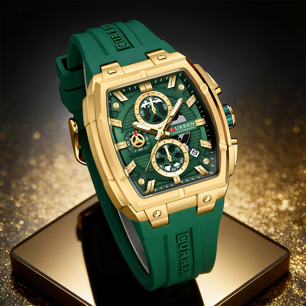 Luxury Watch News - CURREN นาฬิกาวินเทจสุดหรูสำหรับผู้ชายกีฬานาฬิกาข้อมือควอทซ์โครโนกราฟพร้อมสายซิลิโคน,วันที่,เรืองแสง