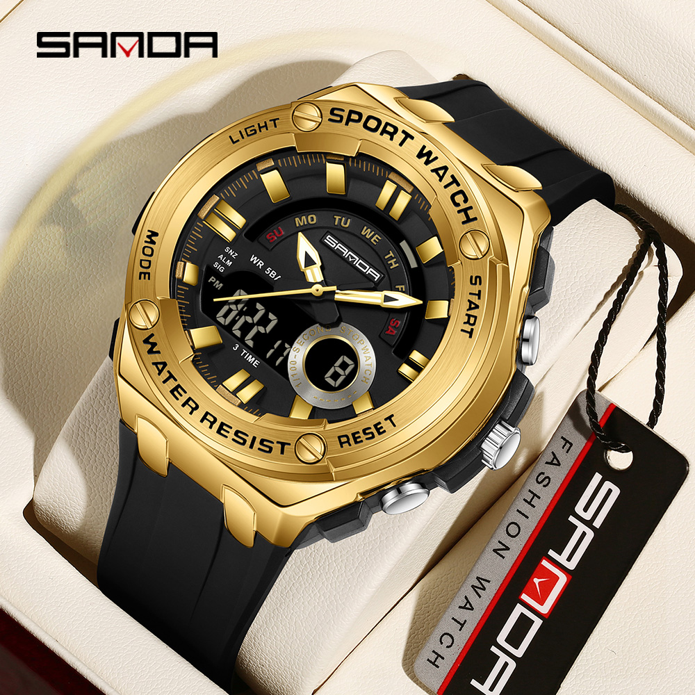 Luxury Watch Shop - นาฬิกาควอตซ์อิเล็กทรอนิกส์ผู้ชาย SANDA รุ่นใหม่ ขายดี ฟังก์ชั่นหลากหลาย กันน้ำ