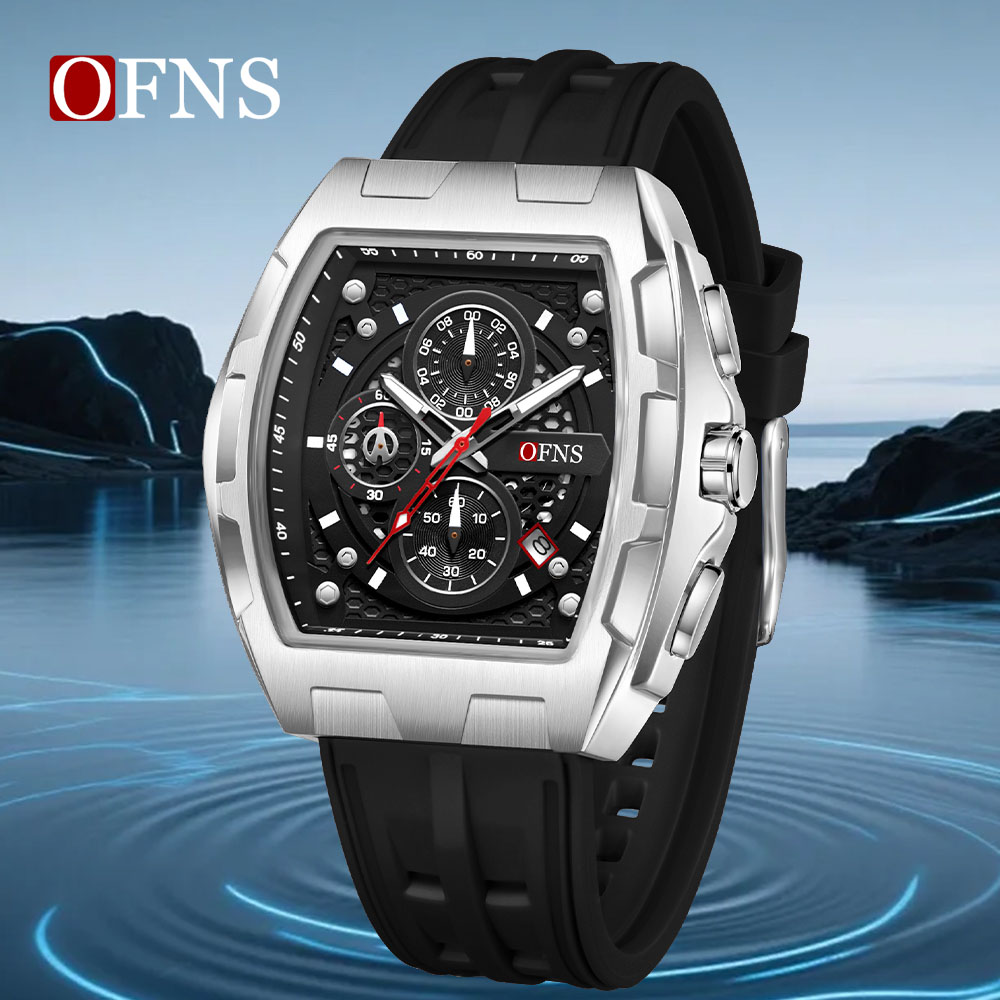 Luxury Watch Shop - OFNS นาฬิกาแฟชั่นผู้ชายควอตซ์นาฬิกามัลติฟังก์ชั่น 5ATM กันน้ำไฟกลางคืนวันที่อัตโนมัติกันกระแทกนาฬิกาสปอร์ต ﻿ ﻿
