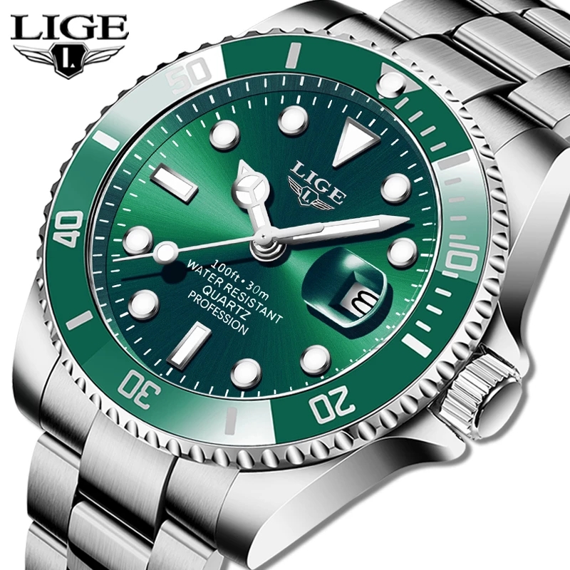 Luxury Watch Magazine - LIGE Luxury แฟชั่น Diver นาฬิกาผู้ชาย30ATM กันน้ำวันที่นาฬิกา