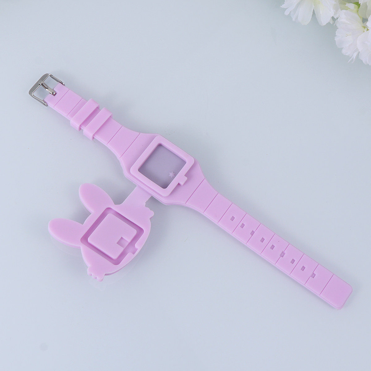 Luxury Watch White - นาฬิกาซิลิโคนรูปทรงกระต่ายการ์ตูนพร้อมสายรัดนุ่มสบาย เหมาะสำหรับเป็นของที่ระลึกในงานอาบน้ำ งานวันเกิด หรือของขวัญ