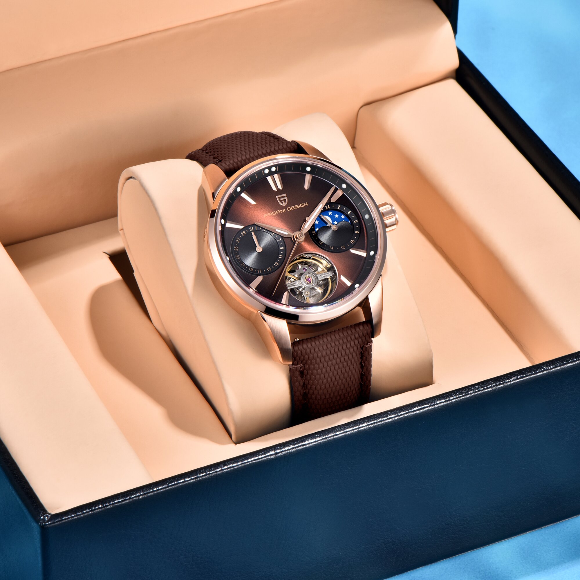 PAGANI DESIGN นาฬิกาข้อมือผู้ช - Moonphase Complication Watch บทวิจารณ์และราคา