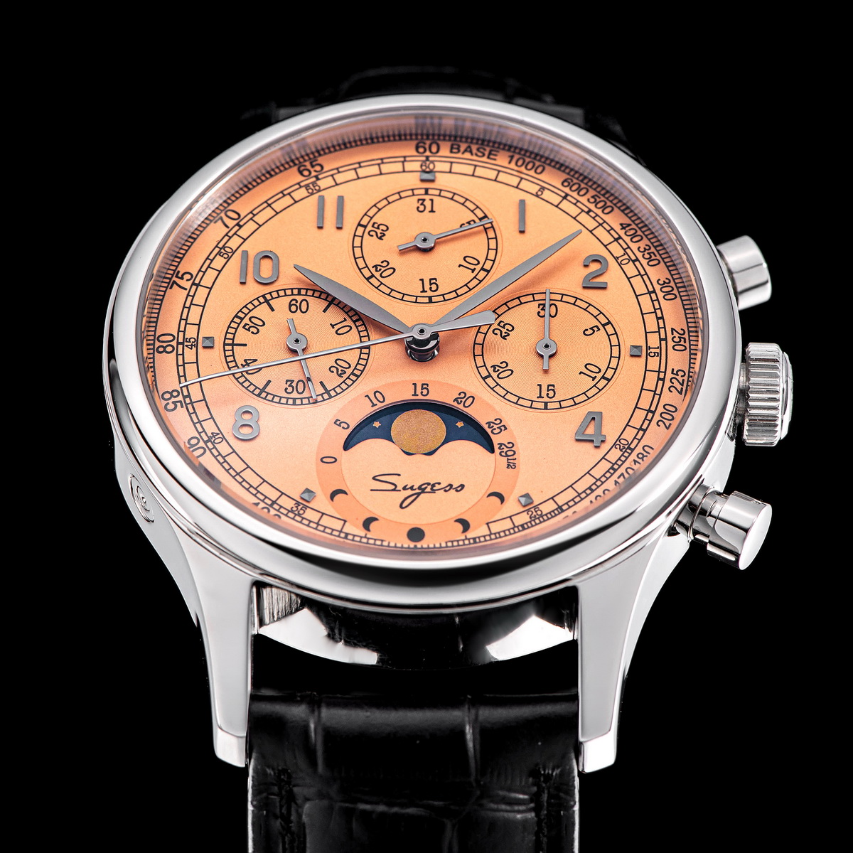 นาฬิกา Sugess ของผู้ชายโครโนกร - Moonphase Complication Watch บทวิจารณ์และราคา