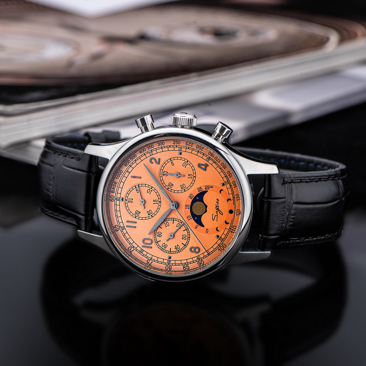 นาฬิกา Sugess ของผู้ชายโครโนกร - Moonphase Complication Watch บทวิจารณ์และราคา