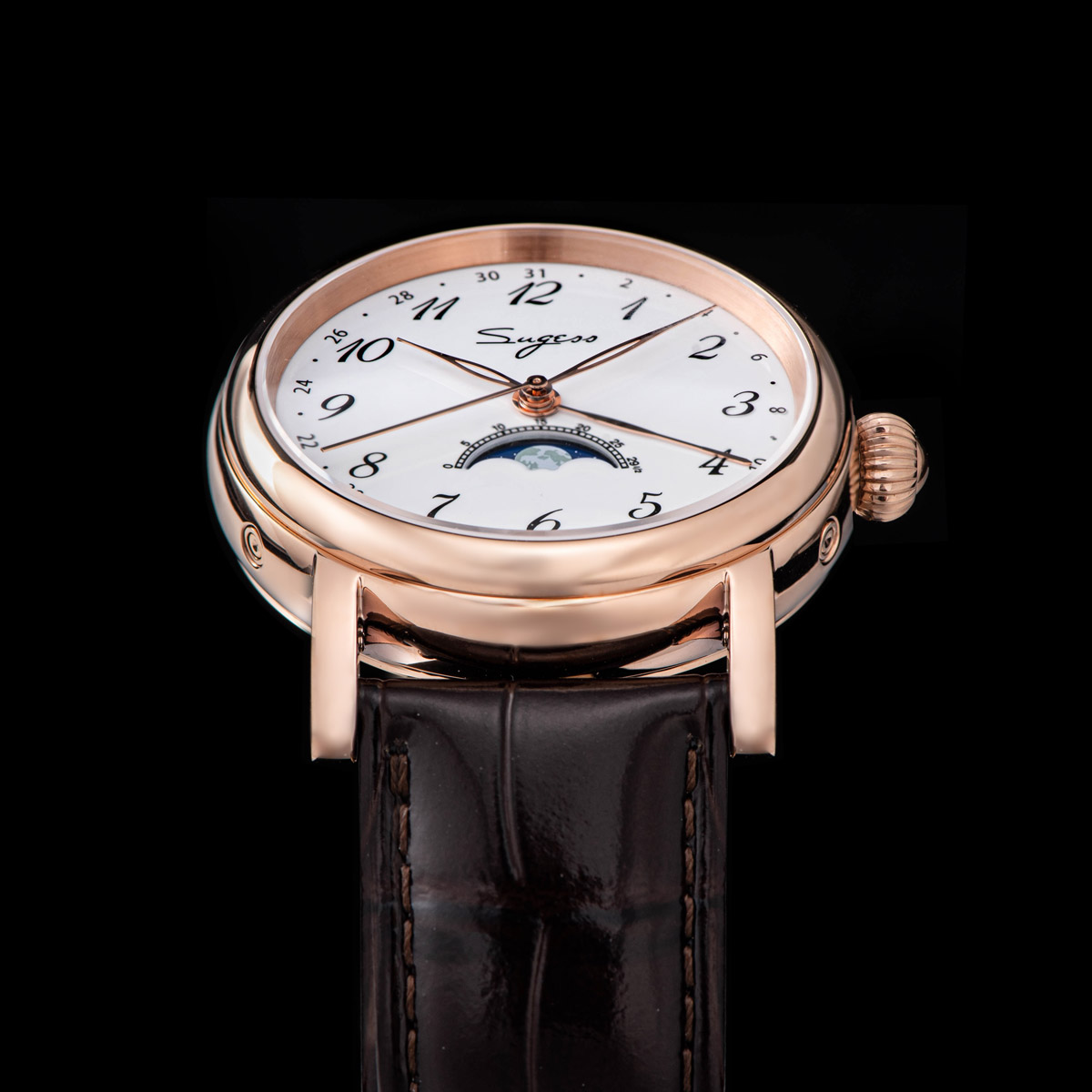 SUGESS นาฬิกาข้อมือผู้ชาย, นาฬ - Moonphase Complication Watch บทวิจารณ์และราคา