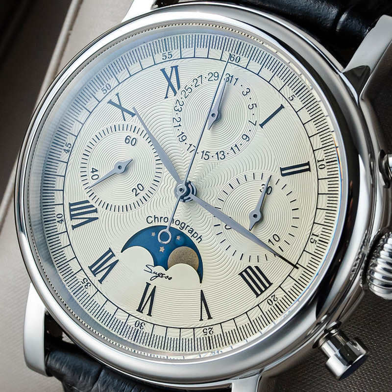 Sugess นาฬิกาผู้ชาย ST1908 Swa - Moonphase Complication Watch บทวิจารณ์และราคา