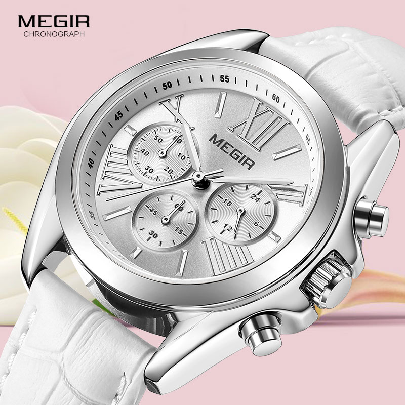 MEGIR2019 ใหม่หรูหราหนังนาฬิกา - Luxury Watch White บทวิจารณ์และราคา