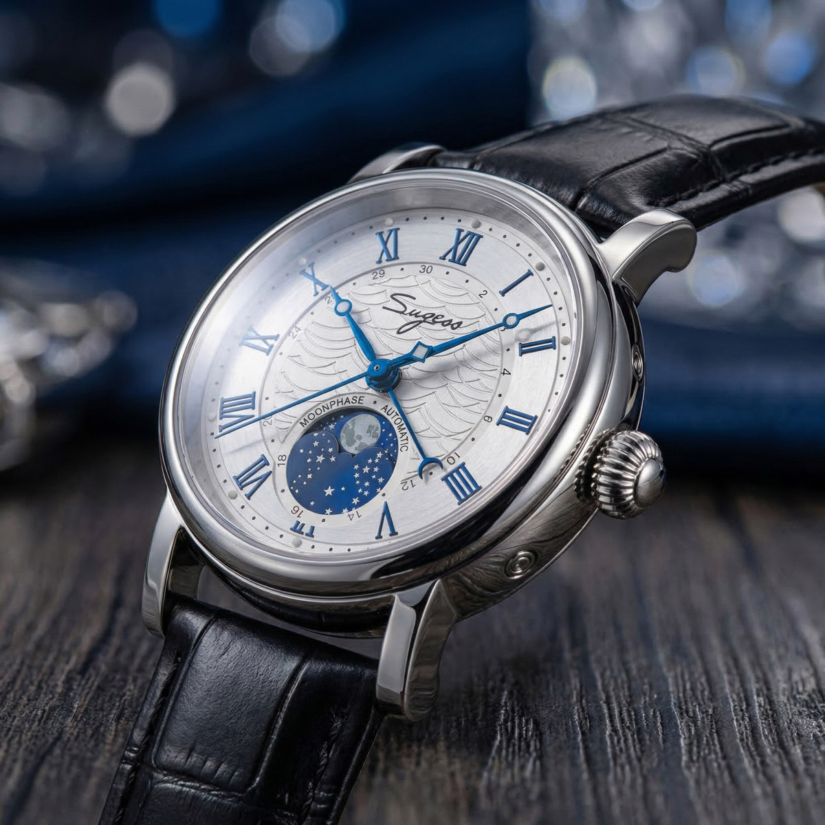 Sugess นาฬิกาผู้ชายอัตโนมัตินา - Moonphase Complication Watch บทวิจารณ์และราคา
