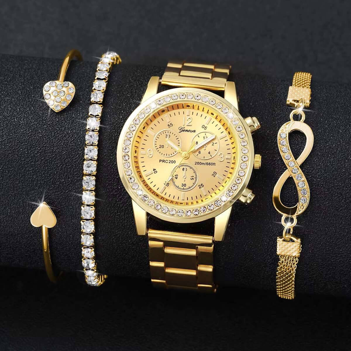 4 ชิ้น/เซ็ตหรูหราไรน์สโตนนาฬิก - Luxury Watch Storage บทวิจารณ์และราคา