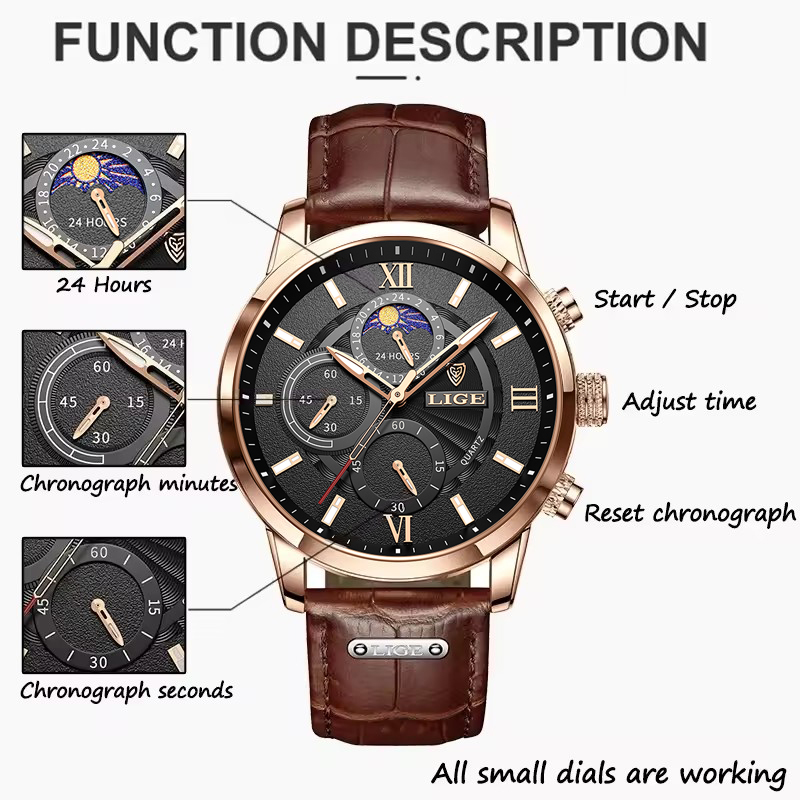นาฬิกาผู้ชาย LIGE แบรนด์หรูผู้ - Luxury Watch Holder For Men บทวิจารณ์และราคา